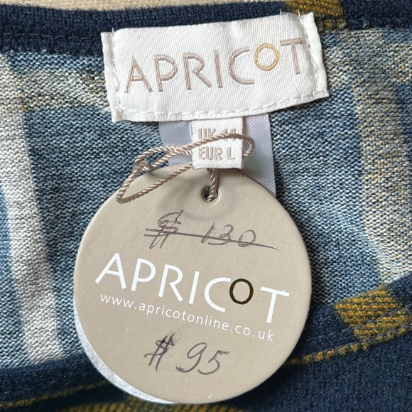 NWT Apricot Wavy Plaid Swing Sweater Dress Size L - Picture 7 of 8